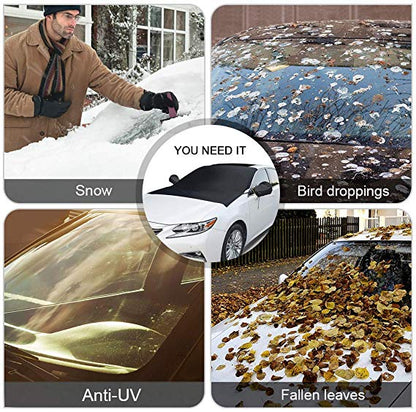 Windshield Cover with Six Magnetic Attachment and Mirror Straps for Cars