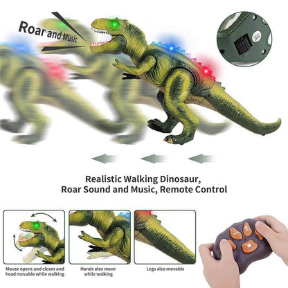 Remote Control T-Rex Dinosaur Toy with Multi-Directional Walking and LED Light Up