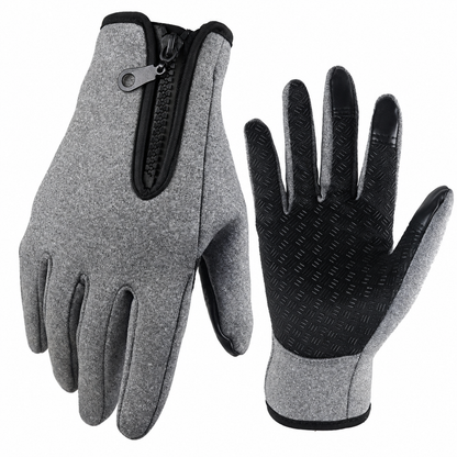Touchscreen Winter Gloves with Silicone Grip Palm and Zippered Wrist Cuff