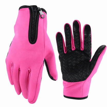 Touchscreen Winter Gloves with Silicone Grip Palm and Zippered Wrist Cuff