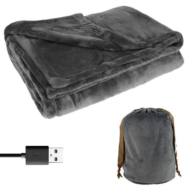 Heated Blanket with Power Bank Compatibility and Flannel Surface, 63x33 Inches