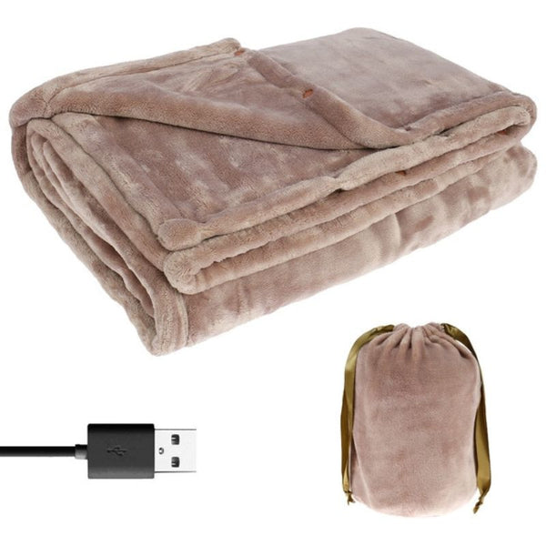 Heated Blanket with Power Bank Compatibility and Flannel Surface, 63x33 Inches