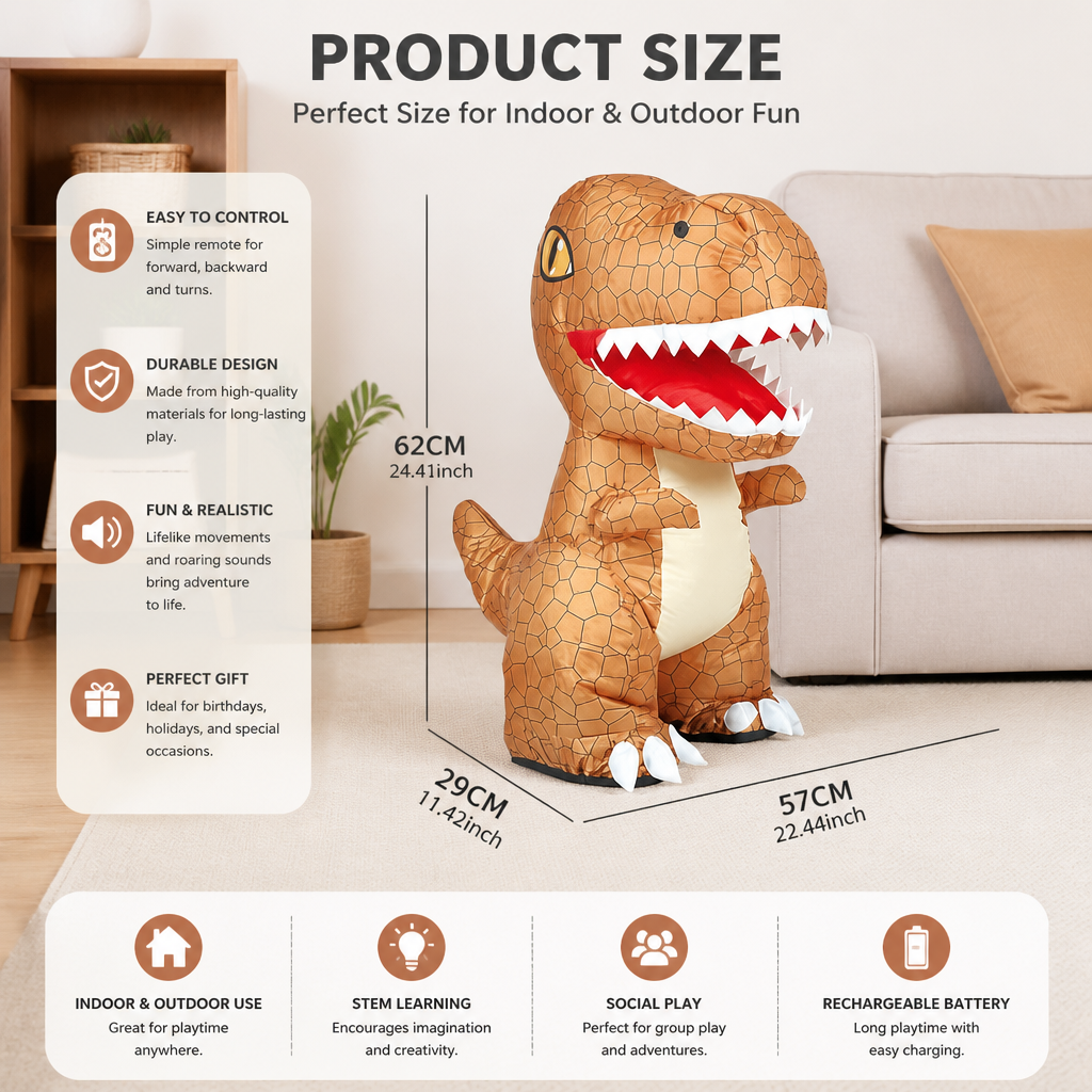 Inflatable T-Rex Dinosaur with Remote Control and Walking Movement