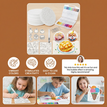 Sponge Stamp Painting Set with Textured Bubble Effects and Color Blending