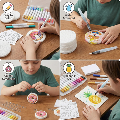 Sponge Stamp Painting Set with Textured Bubble Effects and Color Blending