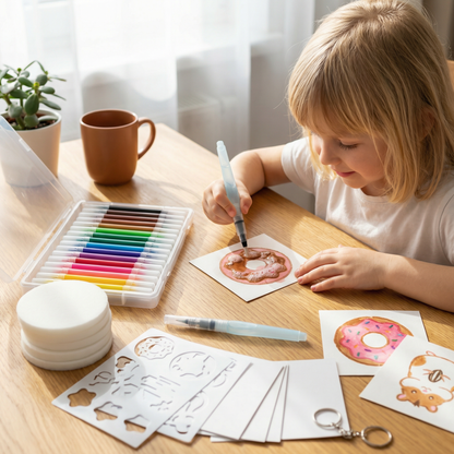Sponge Stamp Painting Set with Textured Bubble Effects and Color Blending