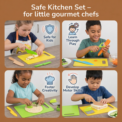 Kids Play Cooking Set with Ergonomic Handles and Non-Toxic Materials