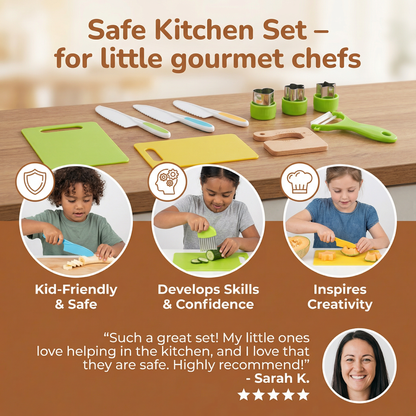 Kids Play Cooking Set with Ergonomic Handles and Non-Toxic Materials