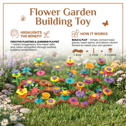 Colorful Flower Pegging Game with Stackable Pegs and Base Board for Kids