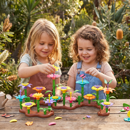 Colorful Flower Pegging Game with Stackable Pegs and Base Board for Kids