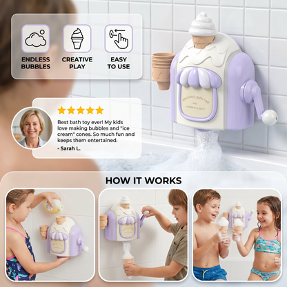 Ice Cream Scoop Bubble Maker Bath Toy with Suction Cup Base