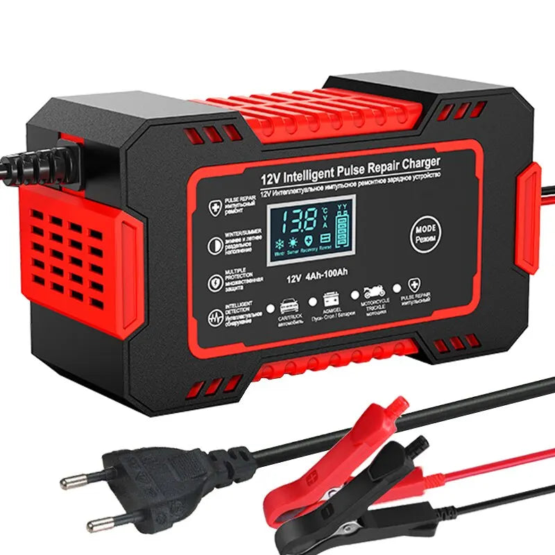 12V 6A Pulse Repair Charger with LCD Display and Multi-Battery Compatibility