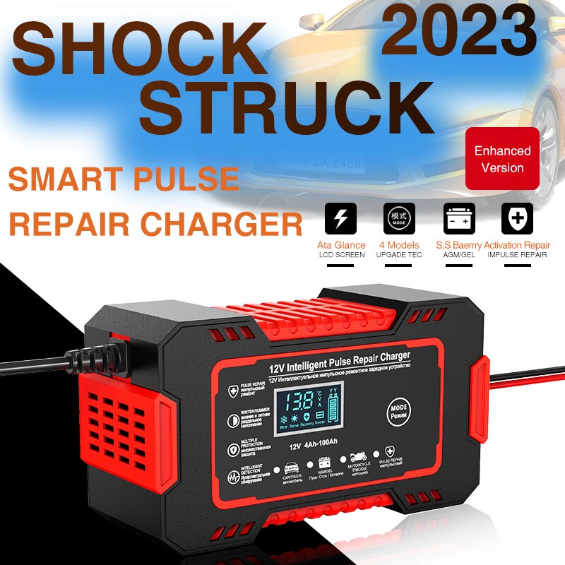 12V 6A Pulse Repair Charger with LCD Display and Multi-Battery Compatibility