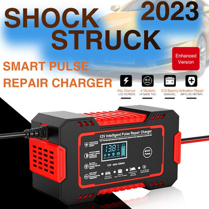 12V 6A Pulse Repair Charger with LCD Display and Multi-Battery Compatibility