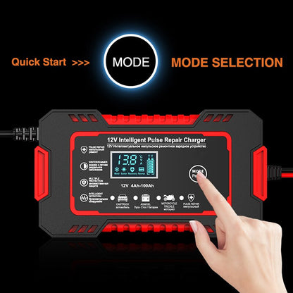 12V 6A Pulse Repair Charger with LCD Display and Multi-Battery Compatibility