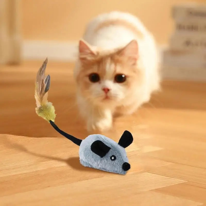 Rechargeable Cat Mouse Toy with Obstacle Detection and 360 Degree Motion, 4 Hour Battery