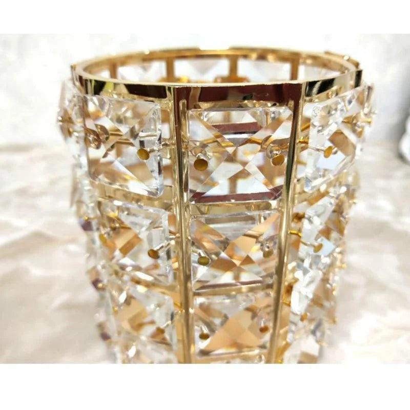 Crystal Bead Makeup Brush Organizer with Stainless Steel Frame, Gold or Silver