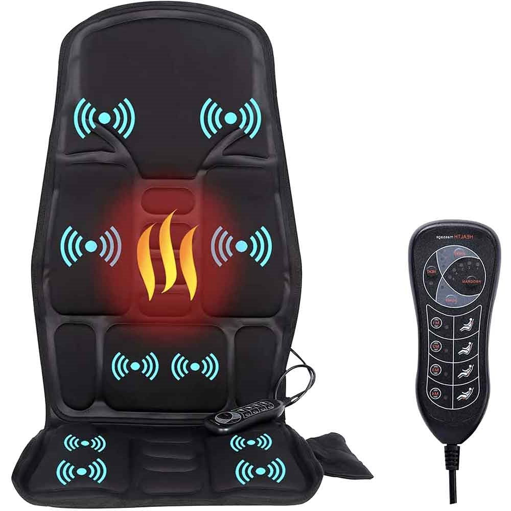 Heated Massage Chair Pad with Eight Massage Nodes and Dual Power Adapters