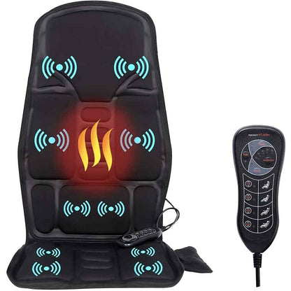 Heated Massage Chair Pad with Eight Massage Nodes and Dual Power Adapters