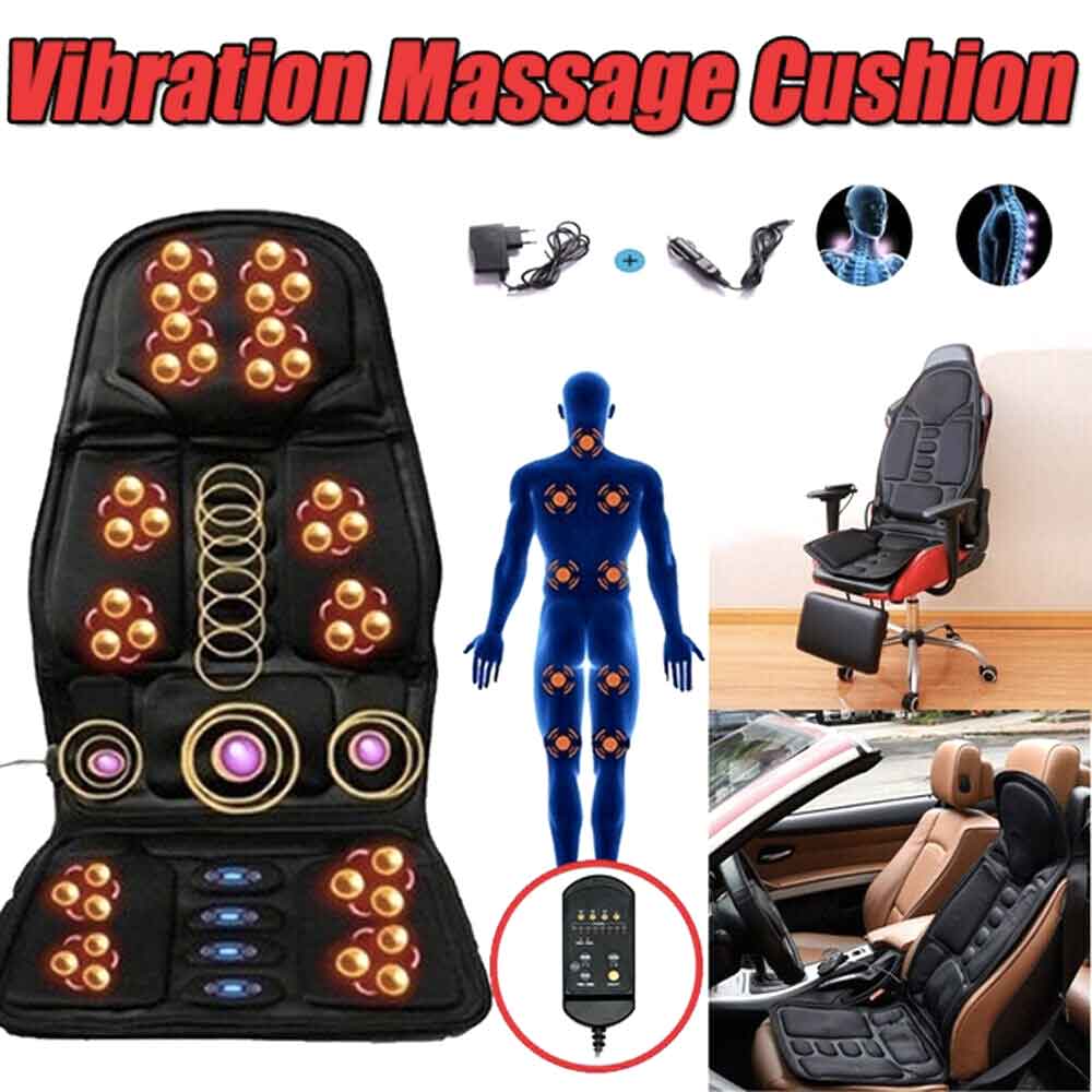 Heated Massage Chair Pad with Eight Massage Nodes and Dual Power Adapters