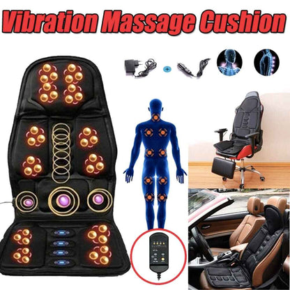 Heated Massage Chair Pad with Eight Massage Nodes and Dual Power Adapters