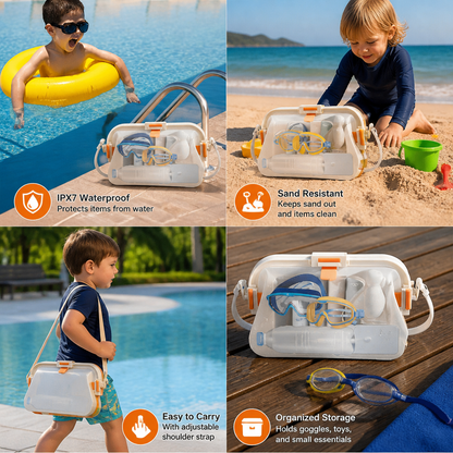 Silicone Storage Bag with Adjustable Shoulder Strap and Sealed Opening for Beach