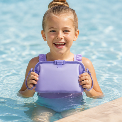 Silicone Storage Bag with Adjustable Shoulder Strap and Sealed Opening for Beach