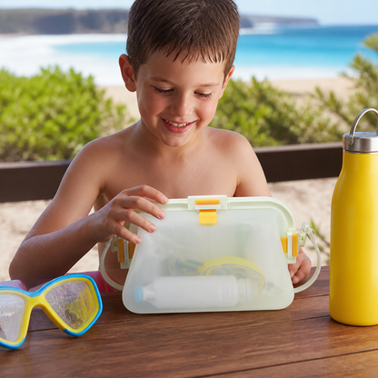 Silicone Storage Bag with Adjustable Shoulder Strap and Sealed Opening for Beach