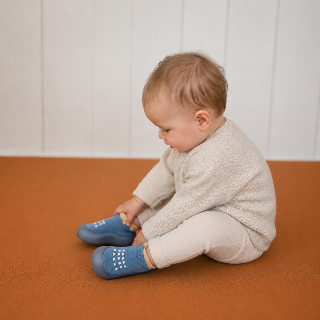 Baby Sock Shoes with Textured Grip Sole and Breathable Fabric for First Walkers