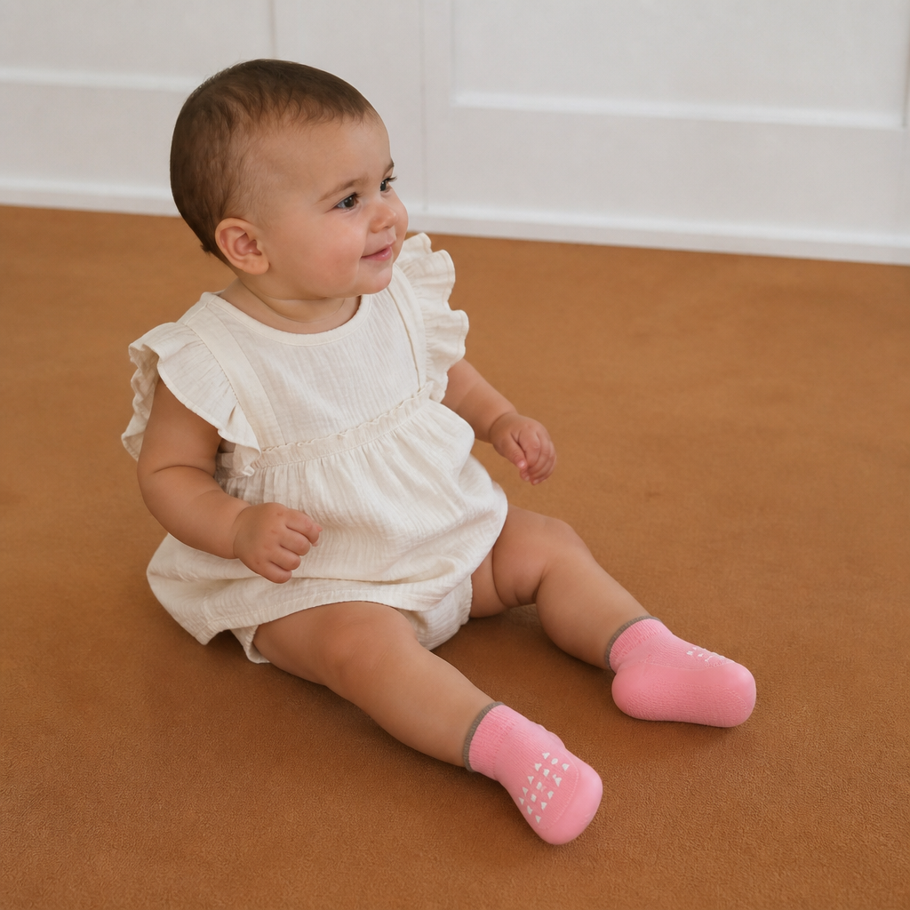 Baby Sock Shoes with Textured Grip Sole and Breathable Fabric for First Walkers