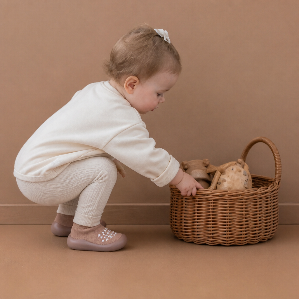 Baby Sock Shoes with Textured Grip Sole and Breathable Fabric for First Walkers