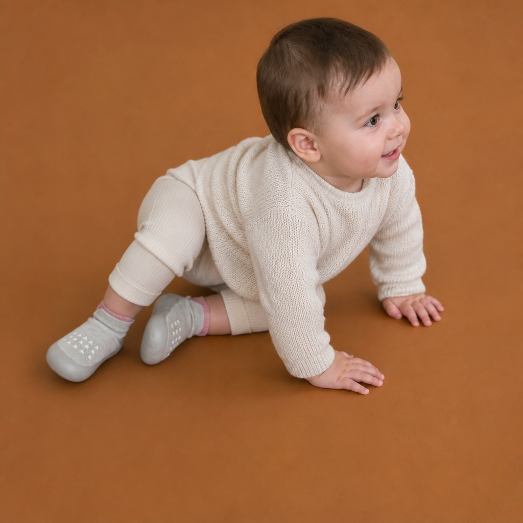 Baby Sock Shoes with Textured Grip Sole and Breathable Fabric for First Walkers