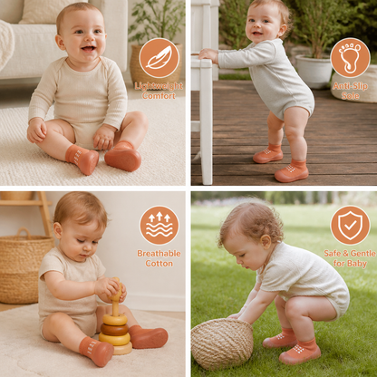 Baby Sock Shoes with Textured Grip Sole and Breathable Fabric for First Walkers