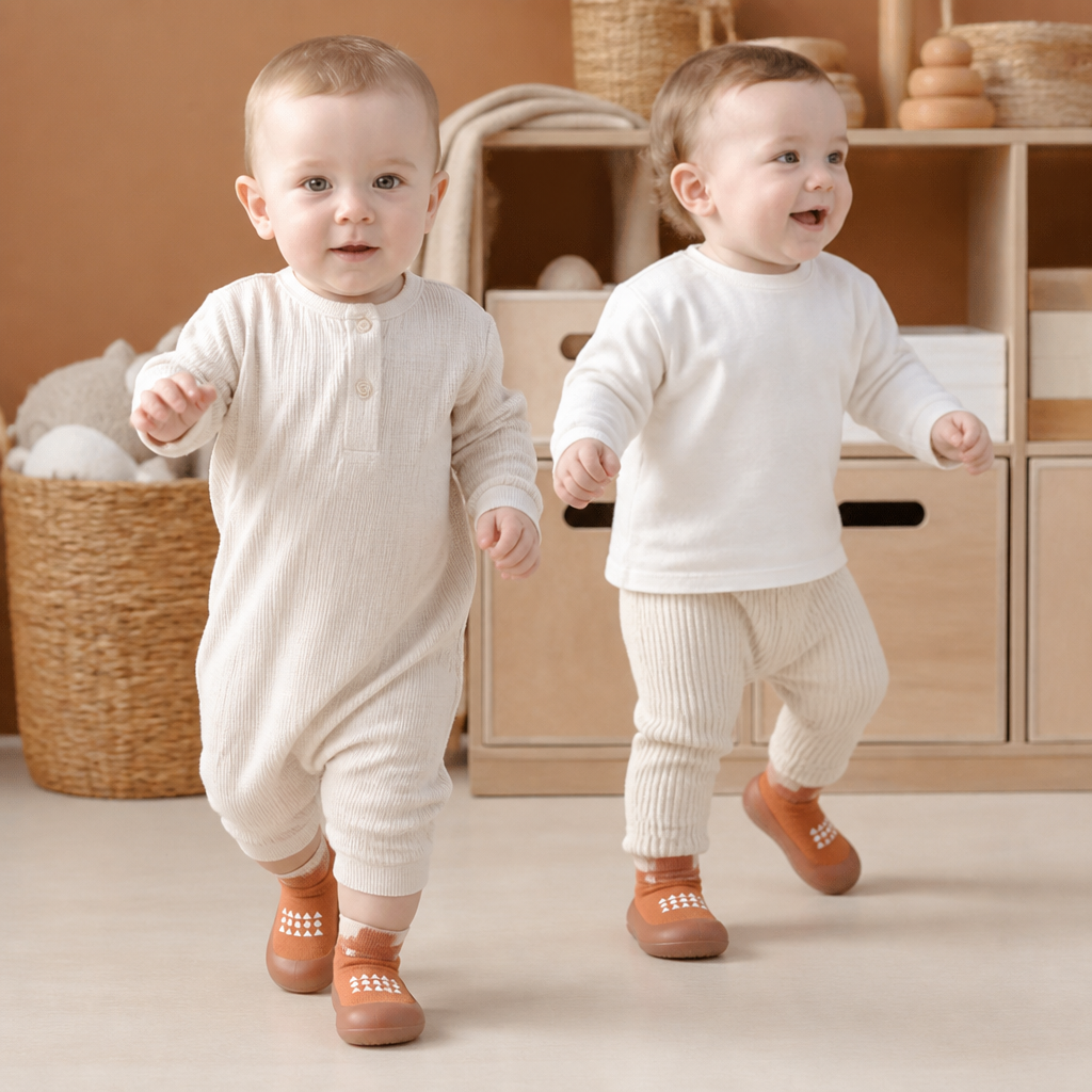 Baby Sock Shoes with Textured Grip Sole and Breathable Fabric for First Walkers