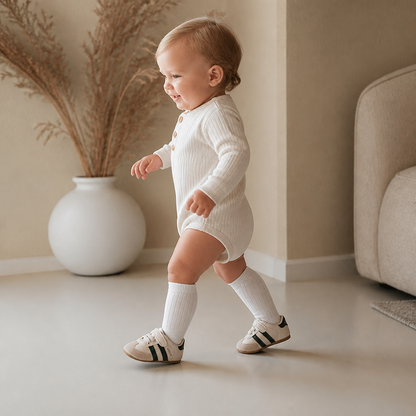 Baby Sneakers with Hook and Loop Closure and Soft Flexible Sole, Retro Stripe Design