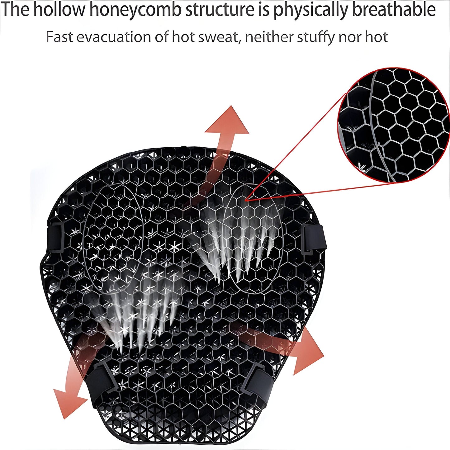 Gel Seat Cushion with Honeycomb Interior and Airflow Groove for Motorcycles