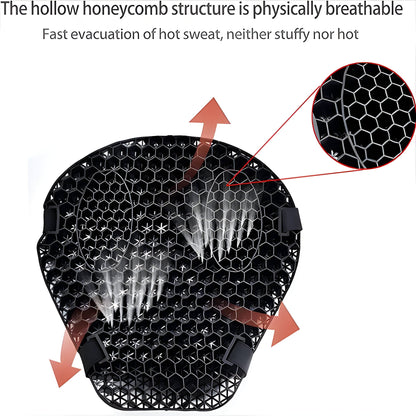 Gel Seat Cushion with Honeycomb Interior and Airflow Groove for Motorcycles