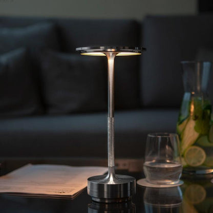 Rechargeable Metal Table Lamp with Touch Brightness Control and 150-Hour Battery