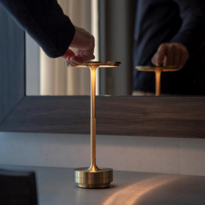 Rechargeable Metal Table Lamp with Touch Brightness Control and 150-Hour Battery