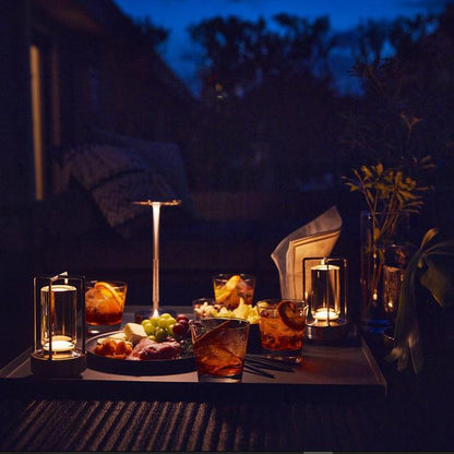 Rechargeable Metal Table Lamp with Touch Brightness Control and 150-Hour Battery