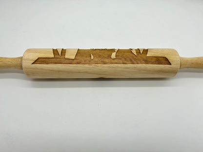 Nativity Scene Embossed Rolling Pin for Imprinting Cookies, Fondant, Salt Dough Ornaments and Pottery