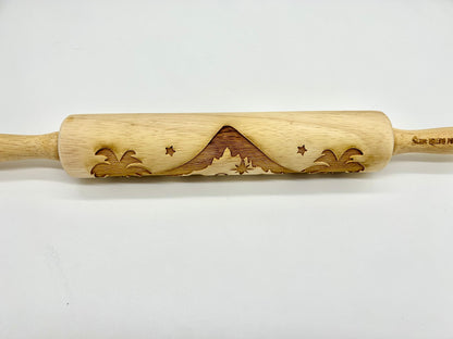 Nativity Scene Embossed Rolling Pin for Imprinting Cookies, Fondant, Salt Dough Ornaments and Pottery