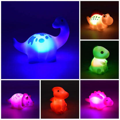 LED Color Changing Dinosaur Bath Toys with Automatic Light Cycling and Sealed Design