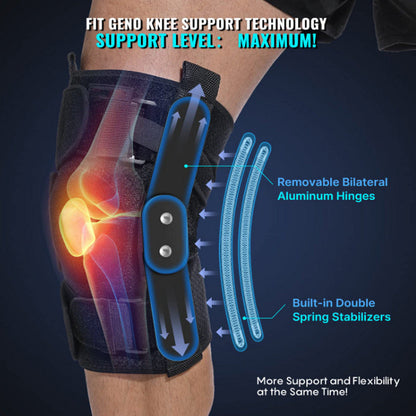 Knee Brace with Removable Aluminum Hinges and Gel Cushion, Adjustable Straps