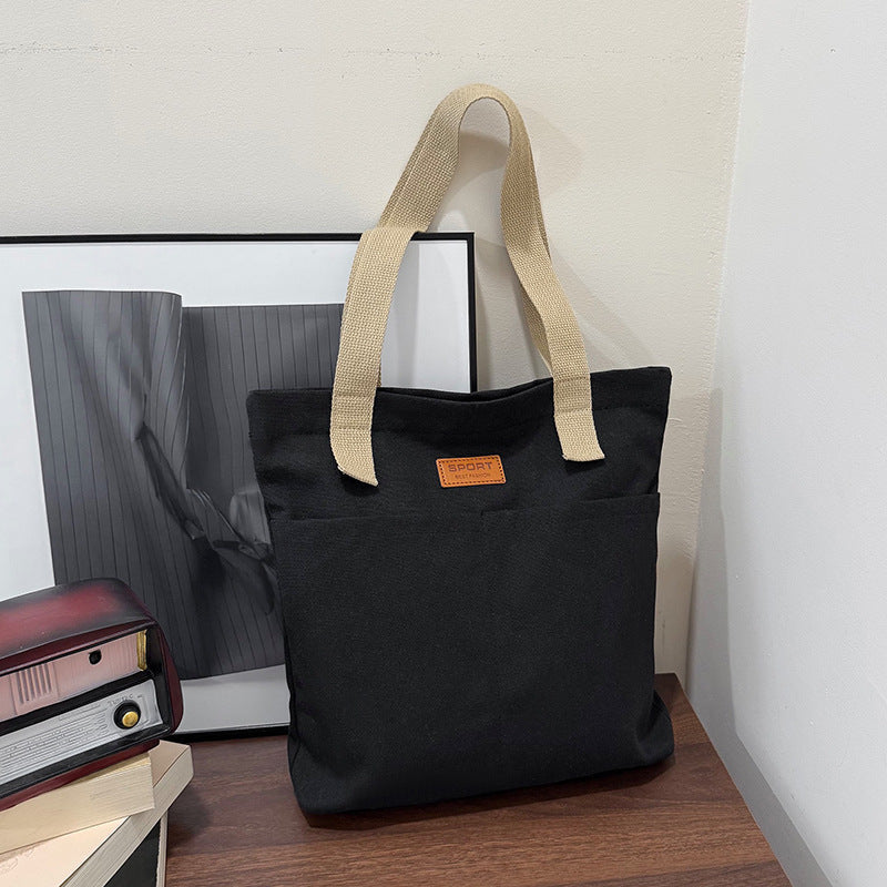 Canvas Tote Bag with Reinforced Shoulder Straps and Wide Open Top