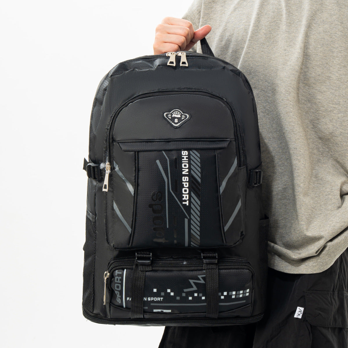 Multi-Compartment Backpack with Water Resistant Fabric and Reflective Strips