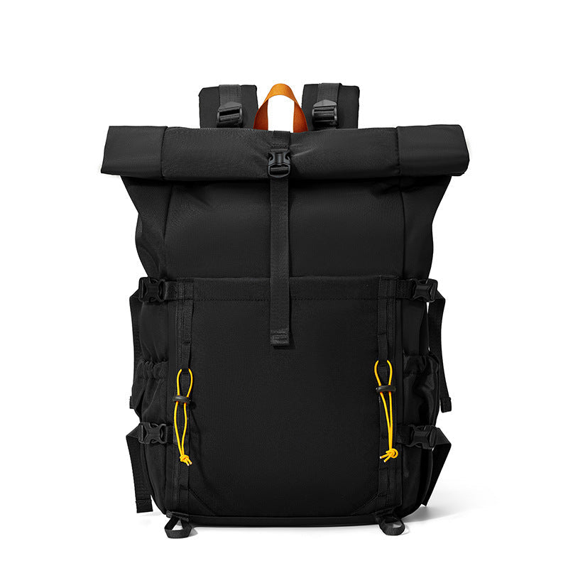 Rolltop Backpack with Water Resistant Fabric and Adjustable Storage, Ergonomic Shoulder Straps