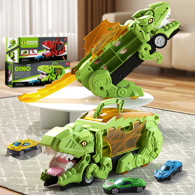 Transforming Dinosaur Truck with Car Slide Track and LED Lights