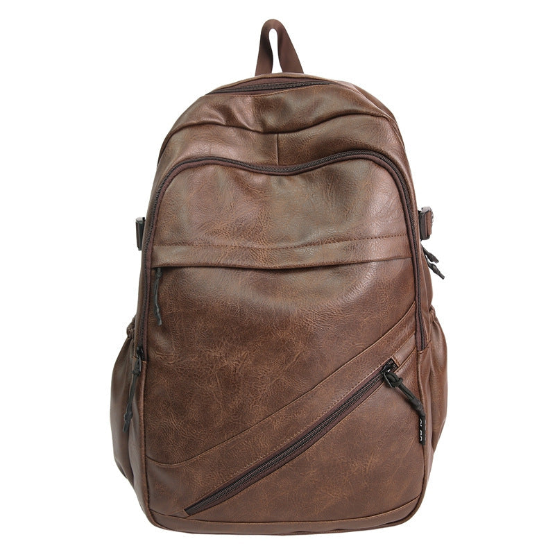 Leather Backpack with Laptop Compartment and Padded Straps, Vintage Design