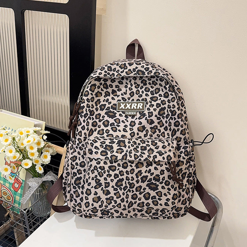 Animal Print Backpack with Padded Straps and Dual Compartment Storage